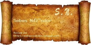 Sebes Nándor névjegykártya